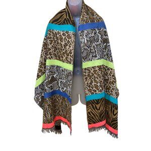 NWT Copper Penny Multicolor Animal Print Fringed Warm Women's Scarf